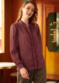 ModCloth Blushing Blossom Go-Go Girl Ruffle Blouse – Plus Size Vintage-Style Cotton Top -ModCloth 207631 ROSE 2