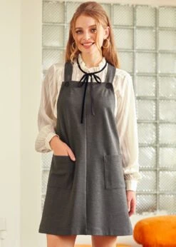 Daring Darling Overall Dress -ModCloth 207632 CHARCOAL 4