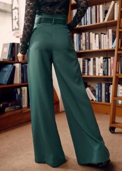 ModCloth Cider & Spice Deep Green Wide Leg Pants with Bow Accent -ModCloth 207639 GRN 3