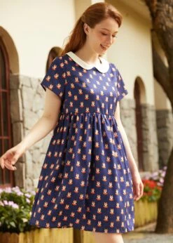 Whimsy & Wonder Contrast Collar Empire Waist Dress – Vintage Style Fall Mini -ModCloth 207642 FOX 6