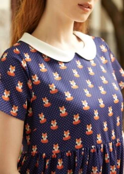 Whimsy & Wonder Contrast Collar Empire Waist Dress – Vintage Style Fall Mini -ModCloth 207642 FOX 7