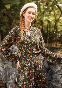 Ruffled Romance Navy Blue Floral Button Front Blouse – Vintage Ruffle Neck Crepe Top 10 Ruffled Romance Navy Blue Floral Button Front Blouse – Vintage Ruffle Neck Crepe Top -ModCloth 207648 MUSHROOM HP 6