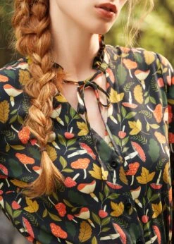 Ruffled Romance Navy Blue Floral Button Front Blouse – Vintage Ruffle Neck Crepe Top 11 Ruffled Romance Navy Blue Floral Button Front Blouse – Vintage Ruffle Neck Crepe Top -ModCloth 207648 MUSHROOM HP 7