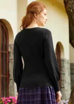 Sock Hop Sensation Long Sleeve Scoopneck Top -ModCloth 207664 CHARCOAL 3