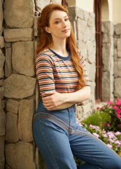 ModCloth Doo-Wop Dazzler Shagadelic Stripe Navy Scoopneck Plus Size Tee 12 ModCloth Doo-Wop Dazzler Shagadelic Stripe Navy Scoopneck Plus Size Tee -ModCloth 207669 RAINBOWST 5