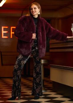 Dressed To Kill Plus Size Faux Fur Chubby Coat in Oxblood Burgundy -ModCloth 207702 OXBLO 1