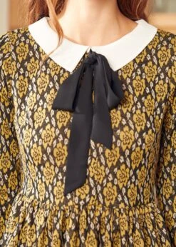 Nifty Fifties Flare Collar Dress -ModCloth 207709 GoldMulti 7