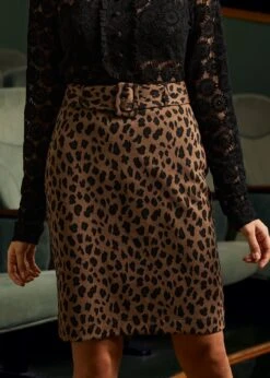 ModCloth Wild Spot Leopard Print Belted Midi Pencil Skirt – Vintage High-Waisted Stretch Skirt -ModCloth 207727 Lepoard 4