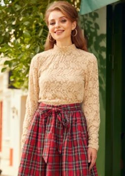 ModCloth Easy As Pie Beyond Beige Puff Shoulder Mock Neck Top -ModCloth 207729 OAT 4