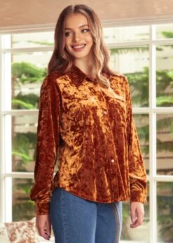 Reveling In The Retro Button Down Shirt -ModCloth 207731 Gold 2