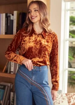 Reveling In The Retro Button Down Shirt -ModCloth 207731 Gold 6