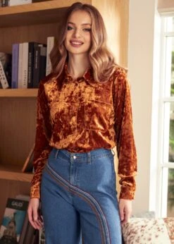 Reveling In The Retro Button Down Shirt -ModCloth 207731 Gold 8