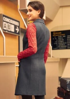 Dreaming In Decades Double Breasted Vest Dress 9 Dreaming In Decades Double Breasted Vest Dress -ModCloth 207733 GRY 3