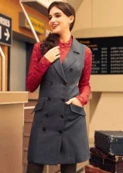 Dreaming In Decades Double Breasted Vest Dress 10 Dreaming In Decades Double Breasted Vest Dress -ModCloth 207733 GRY 4