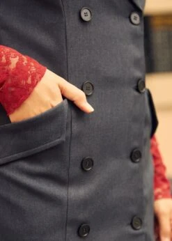 Dreaming In Decades Double Breasted Vest Dress 11 Dreaming In Decades Double Breasted Vest Dress -ModCloth 207733 GRY 7