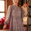 Belle Époque Balloon Sleeve Dress -ModCloth 207739 LavendarPaisley 4