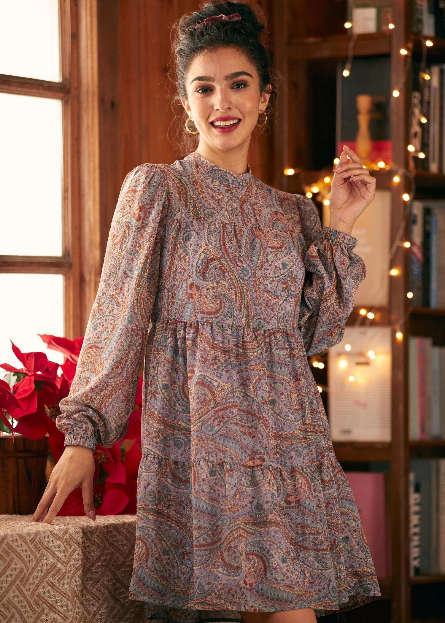 ModCloth Belle Époque Lavender Labyrinth Paisley Balloon Sleeve Midi Dress 3 ModCloth Belle Époque Lavender Labyrinth Paisley Balloon Sleeve Midi Dress