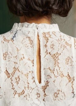 Mad Men Ruffle Mock Neck Blouse -ModCloth 207744 Ivory 7