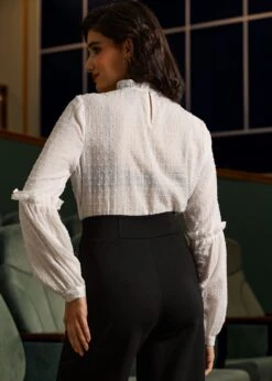 Bygone Beauty Vanilla Mist Ivory Balloon Sleeve Blouse – Vintage Keyhole Blouse 12 Bygone Beauty Vanilla Mist Ivory Balloon Sleeve Blouse – Vintage Keyhole Blouse -ModCloth 207746 Ivory 3