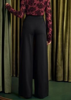 Bop 'Til You Drop High Waist Wide Leg Pants in Eclipse Noir - Stretch Knit Trousers 11 Bop 'Til You Drop High Waist Wide Leg Pants in Eclipse Noir - Stretch Knit Trousers -ModCloth 207750 BLK 3