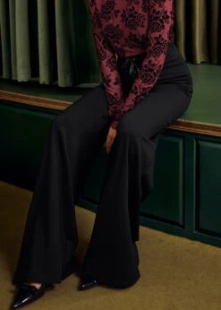 Bop 'Til You Drop High Waist Wide Leg Pants in Eclipse Noir - Stretch Knit Trousers 13 Bop 'Til You Drop High Waist Wide Leg Pants in Eclipse Noir - Stretch Knit Trousers -ModCloth 207750 BLK 5