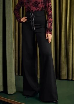 Bop 'Til You Drop High Waist Wide Leg Pants in Eclipse Noir - Stretch Knit Trousers 14 Bop 'Til You Drop High Waist Wide Leg Pants in Eclipse Noir - Stretch Knit Trousers -ModCloth 207750 BLK 6