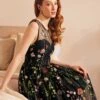 ModCloth Mystique Mirage Gothic Garden Dark Floral – Vintage Fit & Flare Knit Dress -ModCloth 207758 BLKFL 5