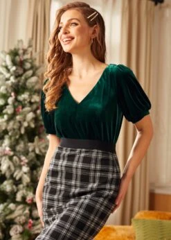 Jazz Age V-Neck Balloon Sleeve Top 12 Jazz Age V-Neck Balloon Sleeve Top -ModCloth 207763 Emerald 5