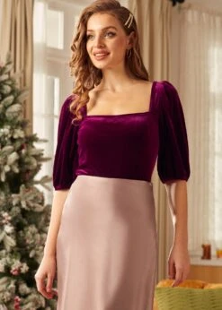 ModCloth Merlot Saturday Night Sensation Balloon Sleeve Top - Square Neck Tie-Back Blouse 15 ModCloth Merlot Saturday Night Sensation Balloon Sleeve Top - Square Neck Tie-Back Blouse -ModCloth 207764 Burgandy 6