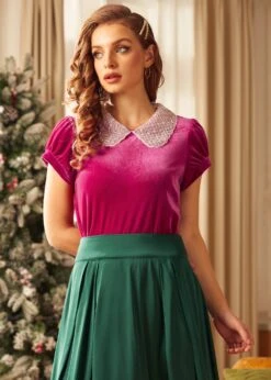 Diner Delight Peter Pan Collar Top