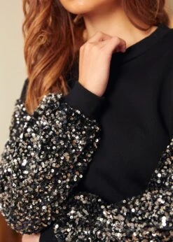 Dressed To Impress Sequin Sweatshirt -ModCloth 207768 BLK 7