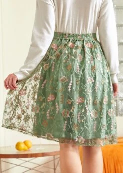ModCloth Sage Green Serenity Dirndl Skirt – Vintage Folklore Holiday Bottom -ModCloth 207775 SAGE 3