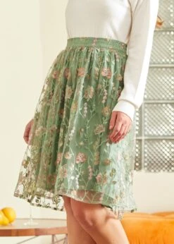 ModCloth Sage Green Serenity Dirndl Skirt – Vintage Folklore Holiday Bottom -ModCloth 207775 SAGE 6