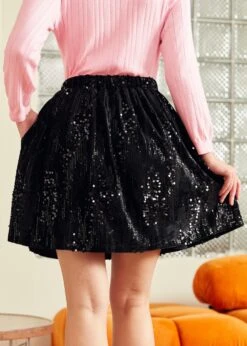 Midnight Muse Black Velvet Dirndl - Festive High-Waisted Mini Skirt -ModCloth 207777 BLK 3