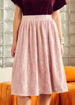 ModCloth Blush Of Dawn Light Pink Pleated Dirndl Midi Skirt 20 ModCloth Blush Of Dawn Light Pink Pleated Dirndl Midi Skirt -ModCloth 207778 LIGHTPINK 4