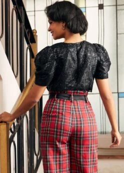 ModCloth Festive Frolic Midnight Black Voluminous Bubble Sleeve Crew Neck Top -ModCloth 207783 BLK 3