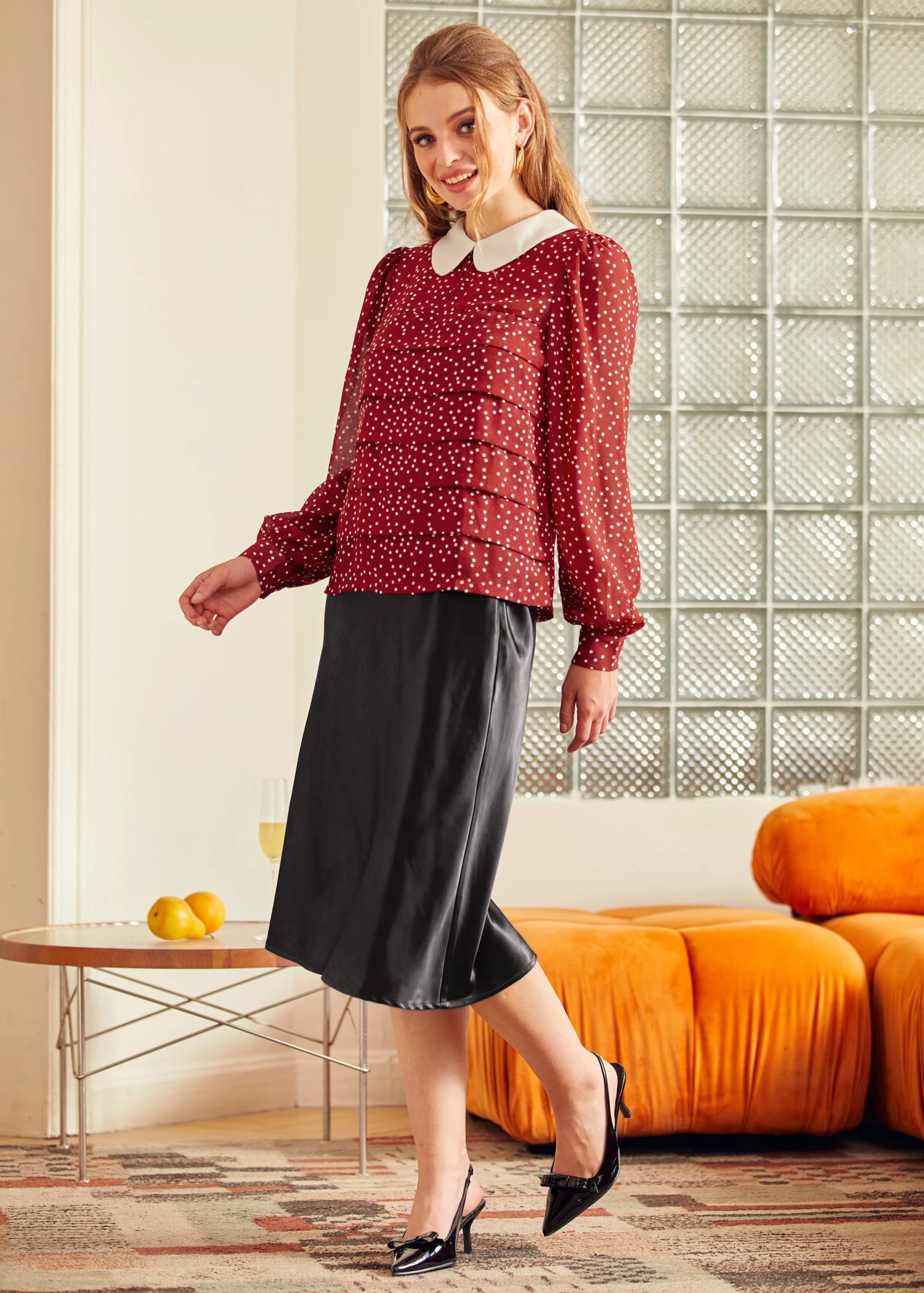 ModCloth Marvelous Merlot Essence Of Every Era Pan Collar Blouse – Vintage Keyhole Woven Top 4 ModCloth Marvelous Merlot Essence Of Every Era Pan Collar Blouse – Vintage Keyhole Woven Top - Image 2