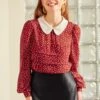 Essence Of Every Era Pan Collar Blouse -ModCloth 207785 BURGUNDY 4