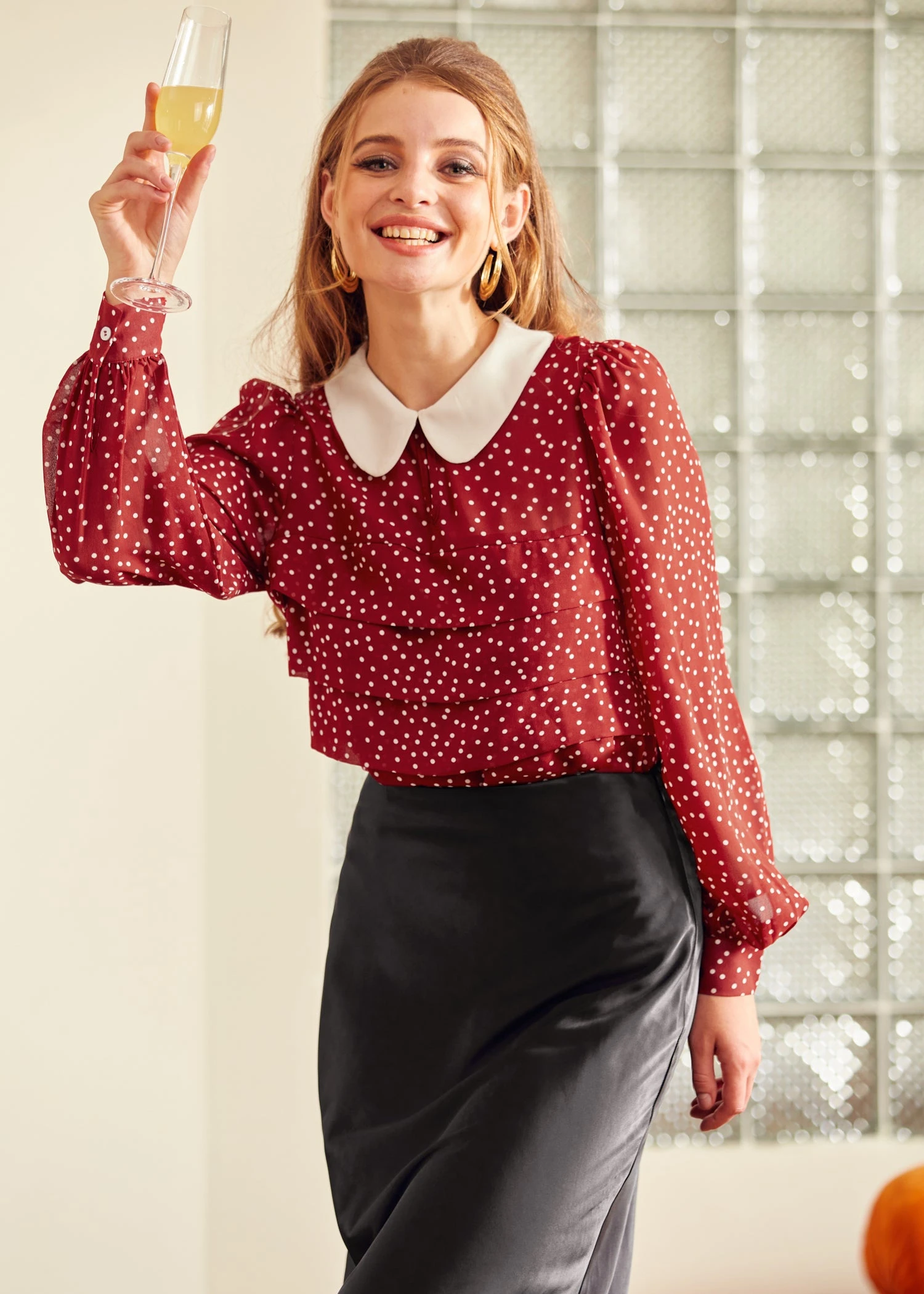 ModCloth Marvelous Merlot Essence Of Every Era Pan Collar Blouse – Vintage Keyhole Woven Top 7 ModCloth Marvelous Merlot Essence Of Every Era Pan Collar Blouse – Vintage Keyhole Woven Top - Image 5