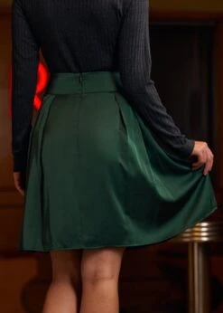 Everyday Enchantment Deep Green Pleated Skirt – High-Waisted Festive A-Line Midi -ModCloth 207805 EMRD 3