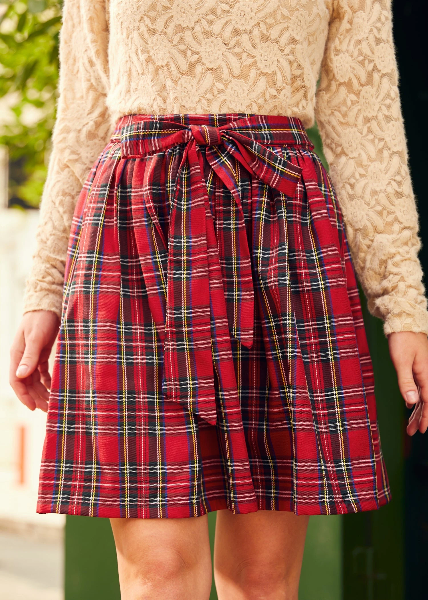 ModCloth Charmed I'm Sure Cherry Checker Plaid – Bow Detail Flare Dirndl Skirt 3 ModCloth Charmed I'm Sure Cherry Checker Plaid – Bow Detail Flare Dirndl Skirt