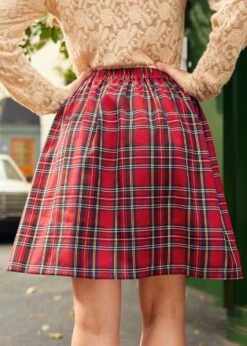 ModCloth Charmed I'm Sure Cherry Checker Plaid – Bow Detail Flare Dirndl Skirt 10 ModCloth Charmed I'm Sure Cherry Checker Plaid – Bow Detail Flare Dirndl Skirt -ModCloth 207806 REDPL 3