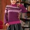 ModCloth Mystic Magenta Fairisle Knit – Puff Shoulder Balloon Sleeve Turtleneck -ModCloth 207845 MGNT 2
