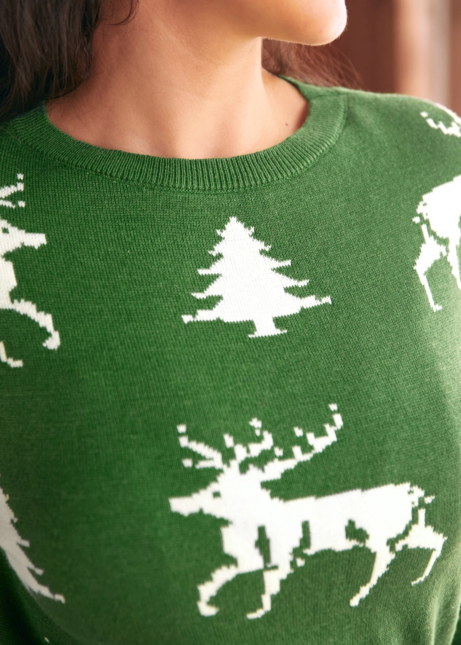 ModCloth Enchanted Eve Jade Dream Green Reindeer & Forest Boatneck Sweater 8 ModCloth Enchanted Eve Jade Dream Green Reindeer & Forest Boatneck Sweater - Image 6