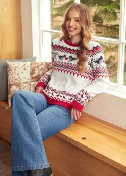 ModCloth Buttercream Bliss Bird Fairisle Pattern – Vintage Raglan Knit Sweater -ModCloth 207850 Gream 11