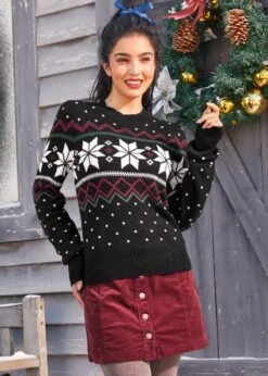 ModCloth Whimsical Winter Eclipse Noir – Puff Shoulder & Balloon Sleeve Knit Sweater -ModCloth 207853 BLK 4