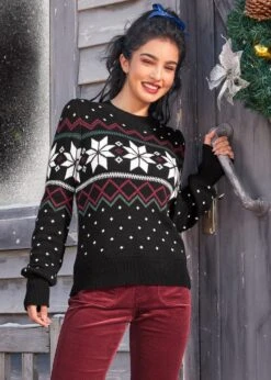 ModCloth Whimsical Winter Eclipse Noir – Puff Shoulder & Balloon Sleeve Knit Sweater -ModCloth 207853 BLK 8