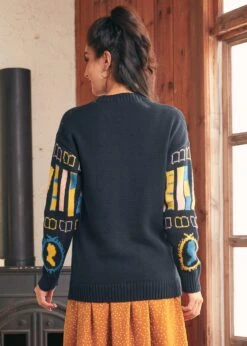 ModCloth Vintage Vision Sweater in Twilight Marina Navy – Retro Scholarly Knit Pullover -ModCloth 207858 Navy 3