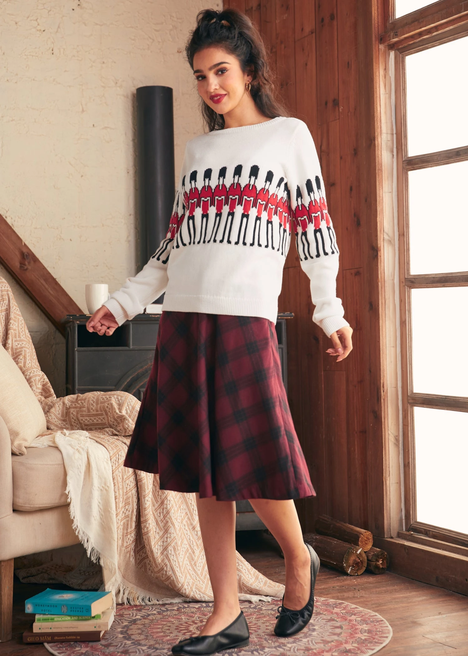 ModCloth Darling Of The Decades Bone China Boatneck Knit Pullover Sweater 4 ModCloth Darling Of The Decades Bone China Boatneck Knit Pullover Sweater - Image 2