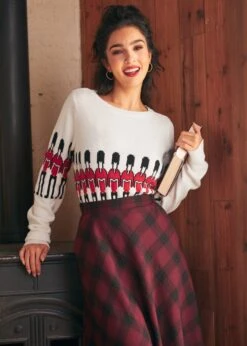 ModCloth Darling Of The Decades Bone China Boatneck Knit Pullover Sweater 12 ModCloth Darling Of The Decades Bone China Boatneck Knit Pullover Sweater -ModCloth 207862 Ivory 6